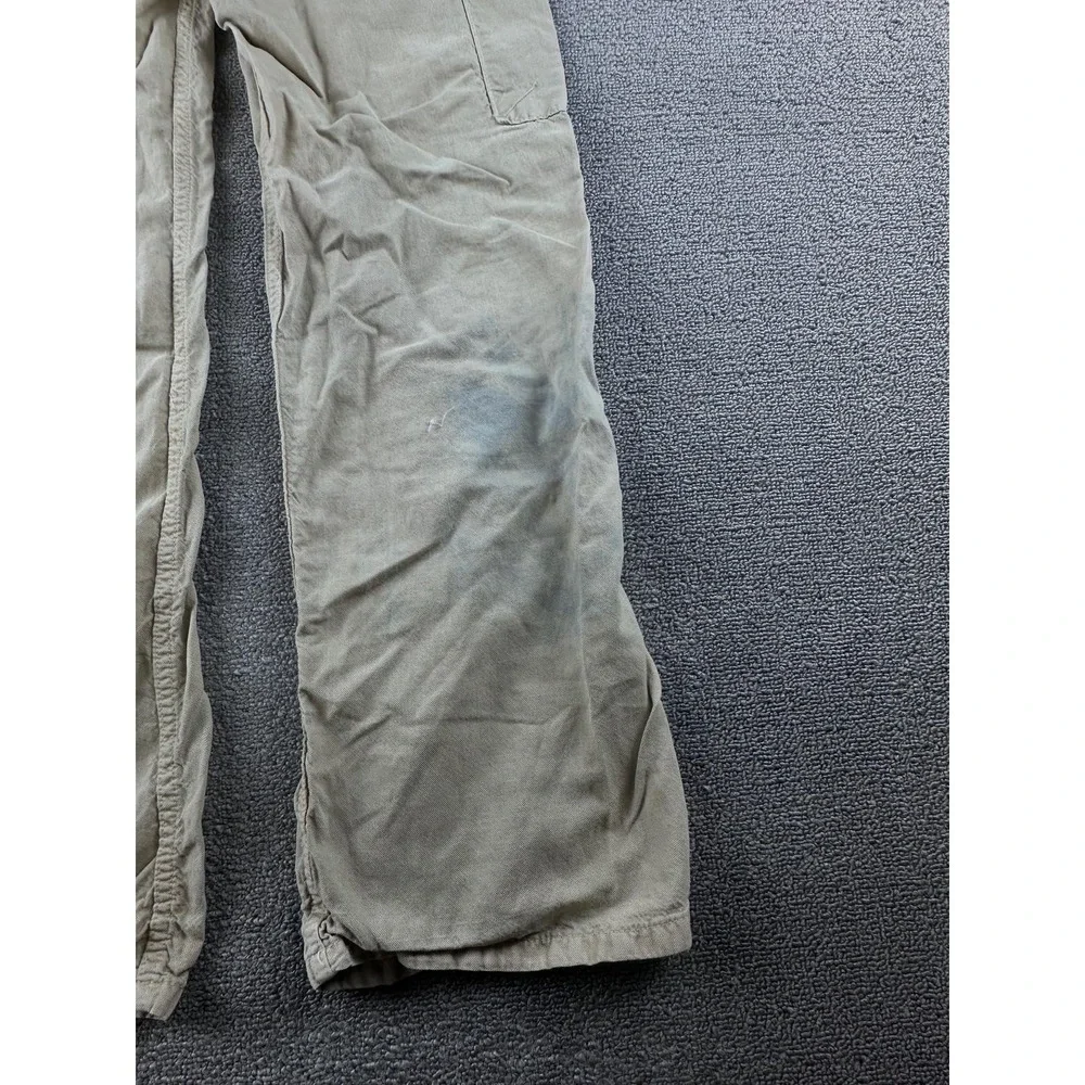 Y2K Zara Cargo Pants‎ Women 2 Tan Relaxed Linen Wide-Leg Streetwear Utility 00s